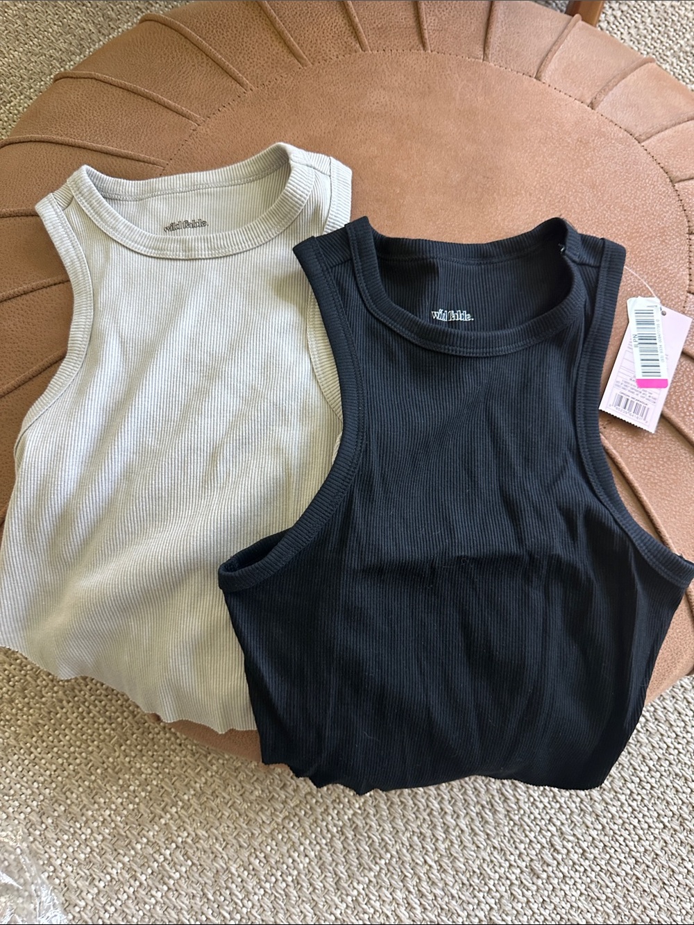 Wilfred Ribbed Scoop-Neck Tank Duo in Black & Light Beige